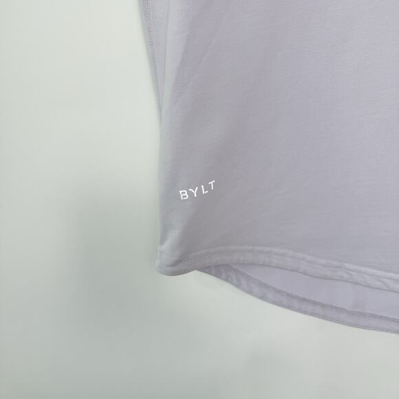 BYLT Shirt Mens S Light Purple Gray Drop Cut Short Sleeve Lux Stretch Gym Casual - Picture 2 of 7